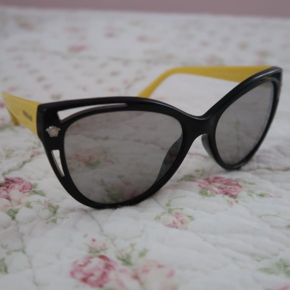 Versace Accessories - Authentic Versace Black/Yellow Medusa MOD4267 Oversized Cateye Sunglasses